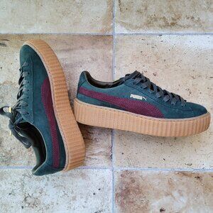 Puma x Rihanna Fenty Suede Creeper Green Bordeaux Gum Shoes Sneakers Size 7.5